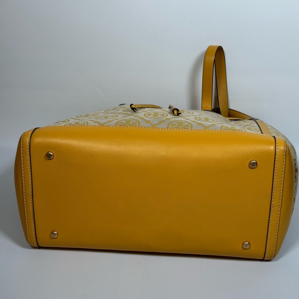 TORY BURCH T Monogram Jacquard Canvas Large Tote GOLDFINCH-Yellow - Picture 11 of 17